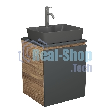 Тумба Bau Dream Blackwood 50 графит, раковина BAU Cerama 48х37 темно-серая матовая, смеситель Hotel Dream, нерж. сталь