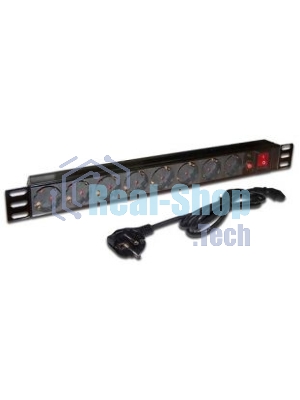 Блок распределения питания Lanmaster TWT-PDU19-10A8P-3.0 гор.размещ. 8xSchuko базовые 10A Schuko 3м