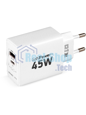 Сетевое зарядное устройство Digma Pro DPW4A 45W 3A (PD+QC) USB-C/USB-A универсальное белый (DPW4A5GX11WH)