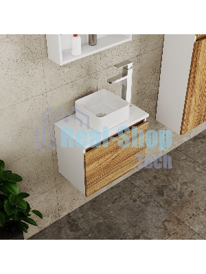 Комплект для ванной, 3 предмета (Тумба Bau Dream Blackwood 50, раковина BAU Mini 24х24, смеситель для раковины высокий Hotel Still, нержавеющая сталь)