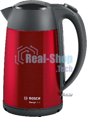Электрочайник Bosch TWK3P424 красный, 1.7 л, 2400 Вт, скрытый нагревательный элемент
