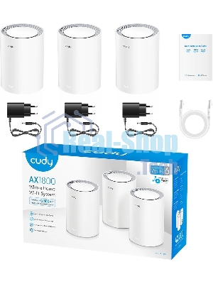 Бесшовный Mesh роутер Cudy M1800(3-Pack) AX1800 10/100/1000BASE-TX белый (упак.:3шт)