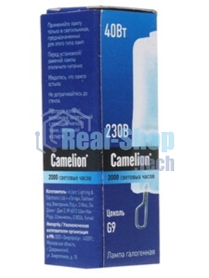 Лампа галогенная 40Вт капсула G9 2850К 240В прозр. Camelion 5553