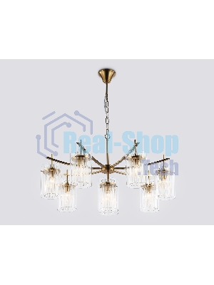 Люстра Ambrella light LH56033/7+1 BS/CL латунь/прозрачный E14*8 max 40W D790*1200