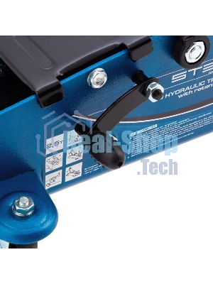Домкрат Stels 51132 гидравлический подкатной с фиксатором 2.5 т safety pin 140-385 мм в кейсе