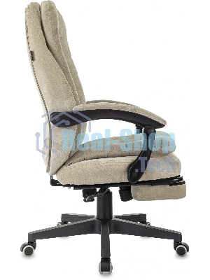 Кресло руководителя Бюрократ T-9950MSG-F Fabric песочный Light-21, крестов. пластик, подст. для ног