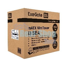 Компьютерный корпус Minitower ExeGate i3 SEA (mATX, БП 700NPX, 2*USB+1*USB 3.0, HD аудио, черный, 1 вент. 12см с RGB подсветкой, передняя и боковая панели - закаленное стекло)