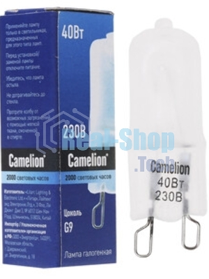 Лампа галогенная 40Вт капсула G9 2850К 240В прозр. Camelion 5553