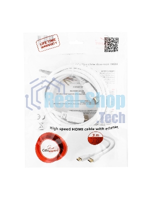 Кабель Cablexpert HDMI CC-HDMI4-W-10, 19M/19M, v2.0, медь, позол.разъемы, экран, 3 м, белый, пакет