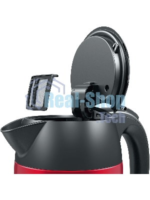 Электрочайник Bosch TWK3P424 красный, 1.7 л, 2400 Вт, скрытый нагревательный элемент