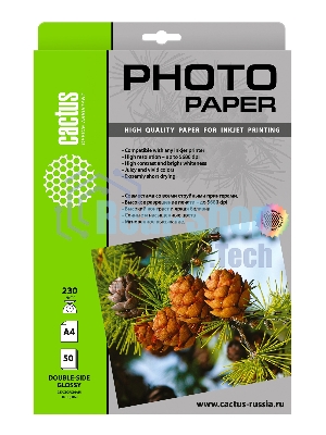 Фотобумага Cactus CS-GA423050DS A4/230г/м2/50л./белый глянцевое/глянцевое для струйной печати