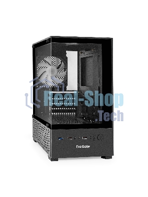 Компьютерный корпус Minitower ExeGate i3 SEA (mATX, БП 750NPX, 2*USB+1*USB 3.0, HD аудио, черный, 1 вент. 12см с RGB подсветкой, передняя и боковая панели - закаленное стекло)