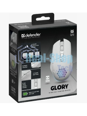 Мышь беспроводная Defender Glory GM-514 белый, 3200 dpi, радиоканал, USB, кнопки - 7