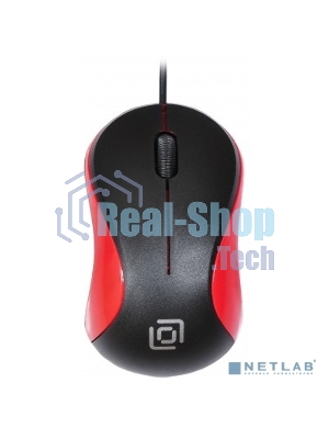 Мышь проводная Oklick 115S черный/красный, 1200 dpi, USB, кнопки - 3