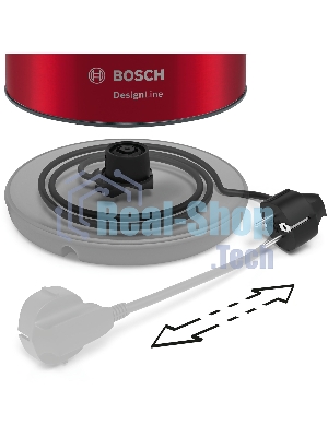 Электрочайник Bosch TWK3P424 красный, 1.7 л, 2400 Вт, скрытый нагревательный элемент