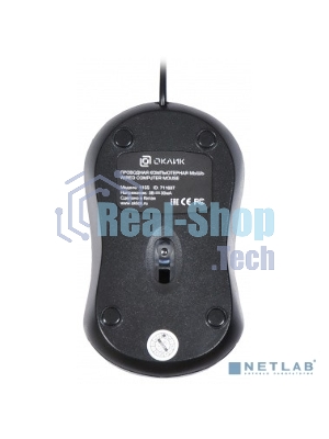 Мышь проводная Oklick 115S черный/красный, 1200 dpi, USB, кнопки - 3