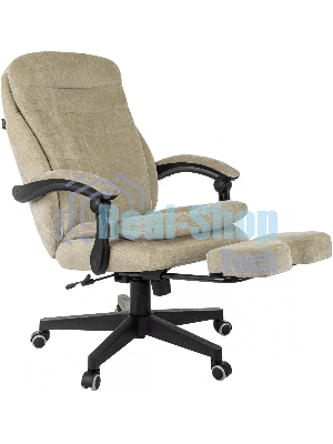 Кресло руководителя Бюрократ T-9950MSG-F Fabric песочный Light-21, крестов. пластик, подст. для ног