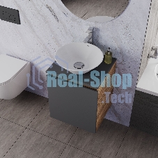 Тумба Bau Dream Blackwood 50 графит, раковина BAU Dream D43, смеситель для раковины высокий Hotel Still, нержавеющая сталь, выпуск клик клак, хром