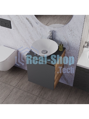 Тумба Bau Dream Blackwood 50 графит, раковина BAU Dream D43, смеситель для раковины высокий Hotel Still, нержавеющая сталь, выпуск клик клак, хром