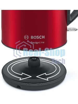 Электрочайник Bosch TWK3P424 красный, 1.7 л, 2400 Вт, скрытый нагревательный элемент