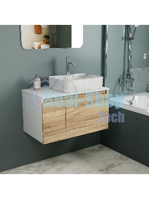 Комплект: тумба Bau Dream Blackwood 80, раковина прямоугольная BAU Cerama 48х37, мрамор, смеситель Hotel Dream, нерж сталь