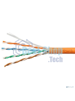 Кабель витая пара UTP (U/UTP) Cabeus UTP-4P-Cat.5e-SOLID-LSZH, cat.5e, 4 пары (24 AWG), одножильный, оранжевый, LSZH