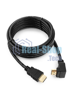 Кабель Cablexpert HDMI CC-HDMI490-10, 19M/19M, v2.0, медь, позол.разъемы, экран, угловой, 3м, черный, пакет