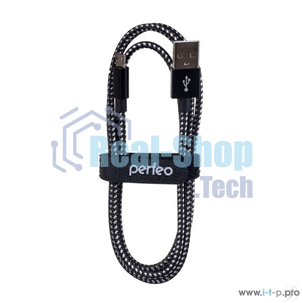 Кабель PERFEO USB2.0 A вилка - Micro USB вилка, черно-белый, 3 м (U4802)
