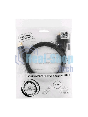 Кабель DisplayPort-DVI Gembird/Cablexpert 1м, 20M/19M, черный, экран, пакет