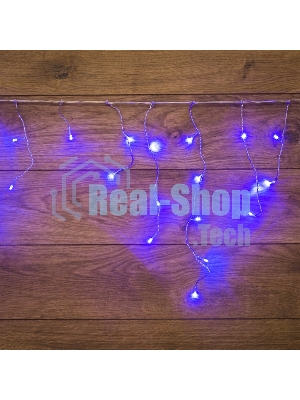Новогодние светоукрашения Neon-night гирлянда Айсикл (бахрома) светодиодный, 1,8 х 0,5 м., белый провод, 220В, диоды синие