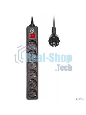 Сетевой фильтр Buro 600SH-1.8-B 1.8 м, 6 розеток, черный, коробка