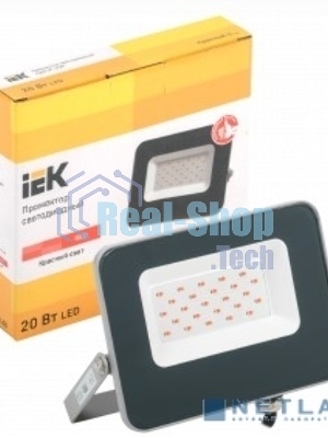Прожектор LED IEK LPDO7R-01-20-K03 СДО 07-20R red КРАСНЫЙ IP65 серый