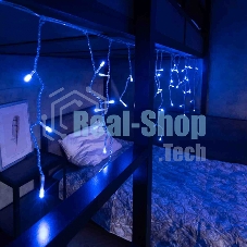 Новогодние светоукрашения Neon-night гирлянда Айсикл (бахрома) светодиодный, 1,8 х 0,5 м., белый провод, 220В, диоды синие