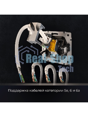 Розетка Ethernet RJ-45 cat. 6A экранированная (черный матовый)