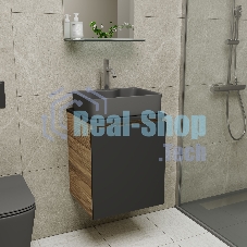 Тумба Bau Dream Blackwood 50 графит, раковина BAU Cerama 48х37 темно-серая матовая, смеситель Hotel Dream, нерж. сталь