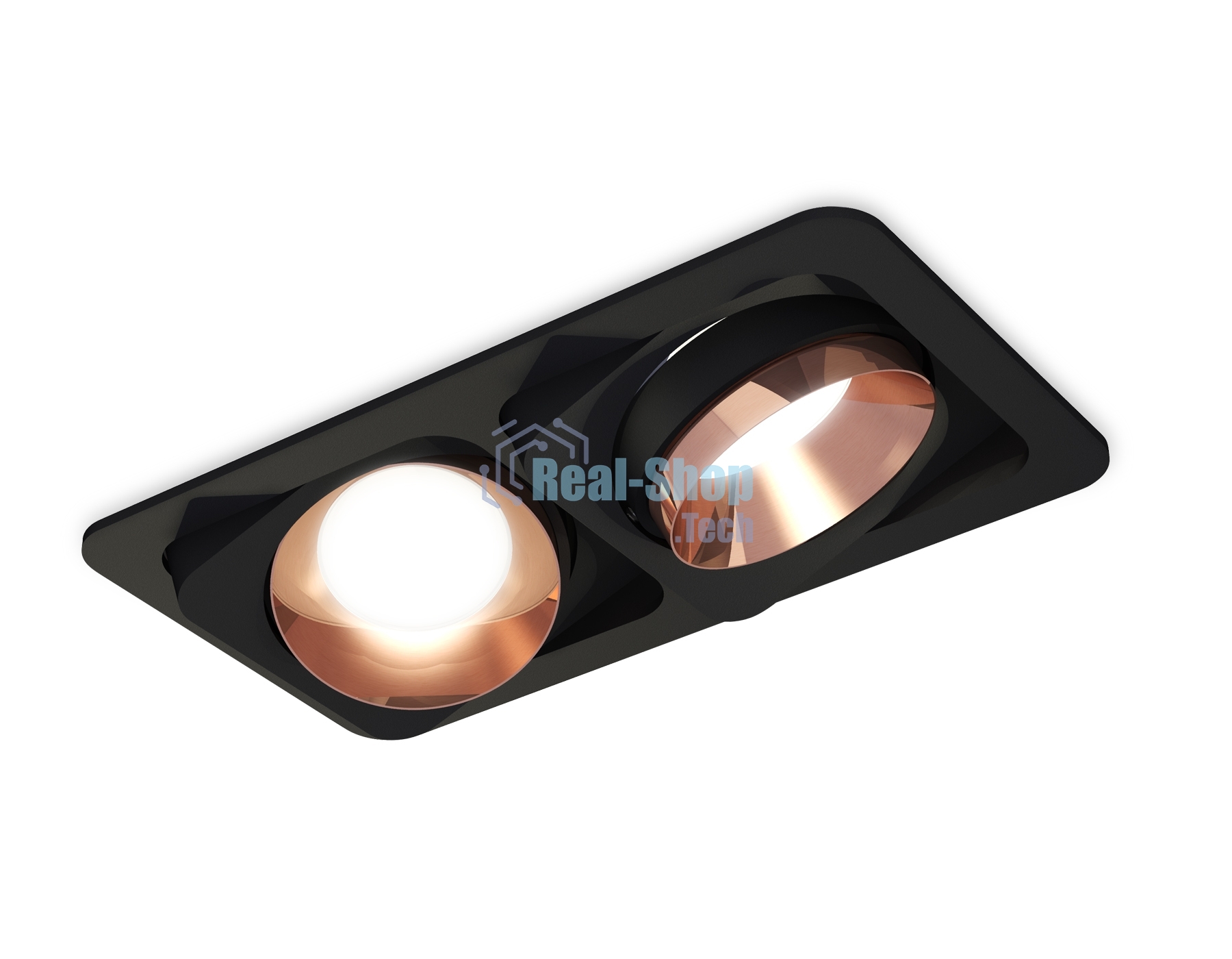 Комплект встраиваемого светильника Ambrella light XC7664025 SBK/PPG черный песок/золото розовое полированное MR16 GU5.3 (C7664, N7035)