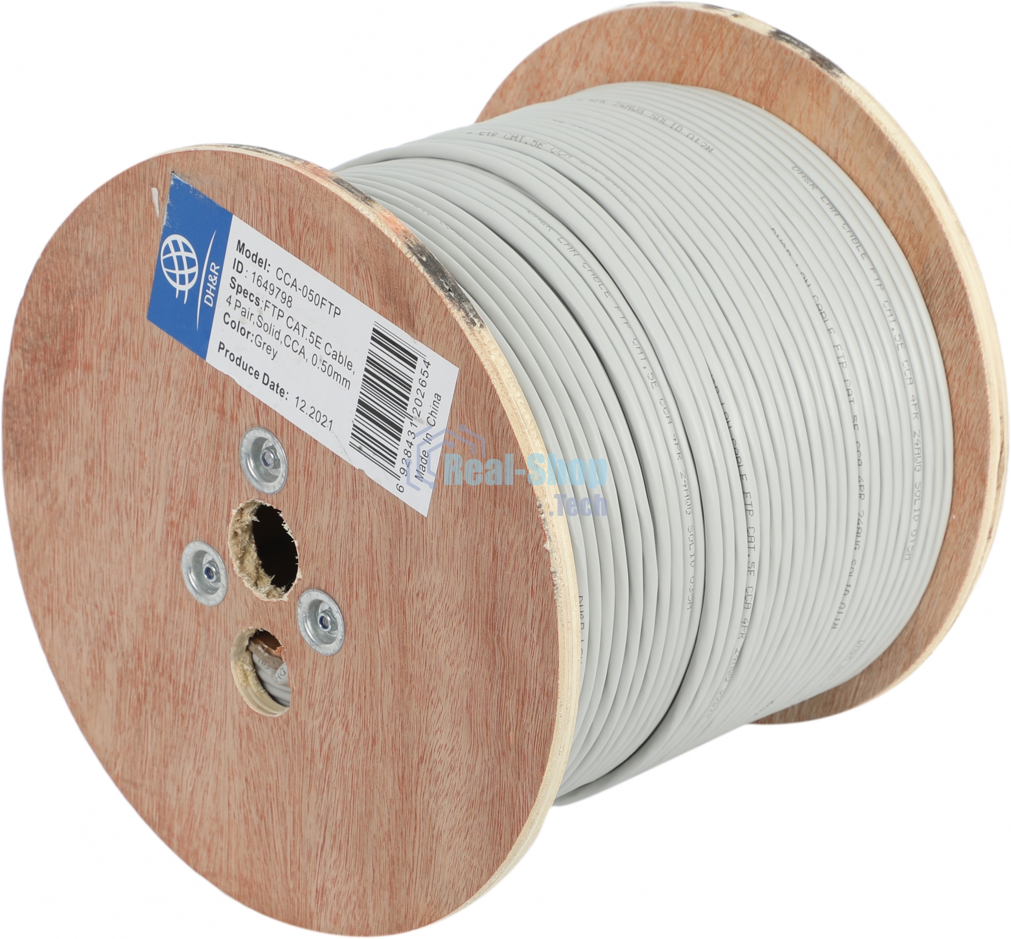 Кабель сетевой Ningbo FTP 4 пары cat5E solid 0.5мм CCA molded 305м серый