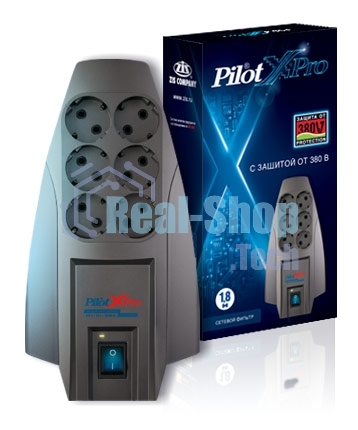 Сетевой фильтр Pilot X-Pro 1.8 м (6 розеток) серый (коробка)