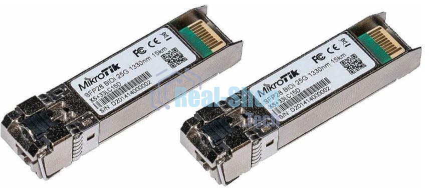 Комплект из двух SFP+ модулей Mikrotik XS+2733LC15D SFP/SFP+/SFP28 modules 1/10/25G 15km 1270nm + 1330nm