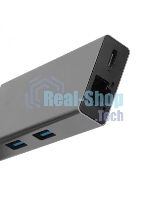 Адаптер VCOM CU459 Type-Cm --> RJ-45+2USB3.0(f) + PD100 Вт Alum Shell
