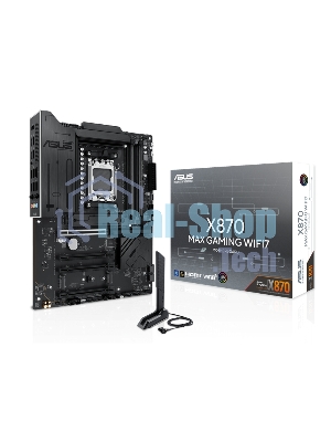 Материнская плата ASUS X870 MAX GAMING WIFI7, AM5, AMD X870, 4xDDR5, 4xSATA, 3xM.2, 1xPCIe 5.0 x16, 2xPCIe 4.0 x16, 1xPCIe x1, 1xHDMI, 2xUSB-C 40Gbps (USB4), 1xUSB-A 10Gbps, 3xUSB-A 5Gbps, 4xUSB-A 2.0, 1x2.5Gb LAN, Wi-Fi 7, Bluetooth 5.4, 3x3.5 мм, 7.1, ATX