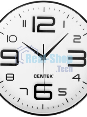 Часы настенные Centek СТ-7101 White 30 см диам., круг, объемные цифры, плавный ход