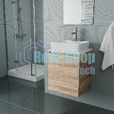 Тумба Bau Dream Blackwood 50 с дверцей, раковина BAU Cerama 48х37 белая, смеситель Hotel Still, нерж. сталь