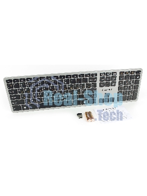 Клавиатура беспроводная Gembird KBW-3, USB, серебристый/черный