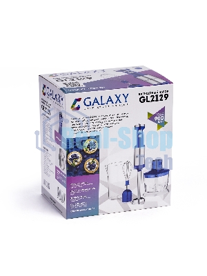 Блендер погружной Galaxy Line GL 2129, синий с серебристым, 900 Вт, 2 скорости и режим 