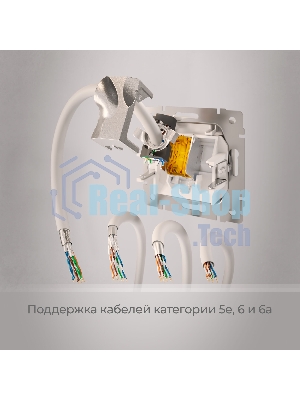 Розетка Ethernet RJ-45 cat. 6A экранированная (белый матовый)