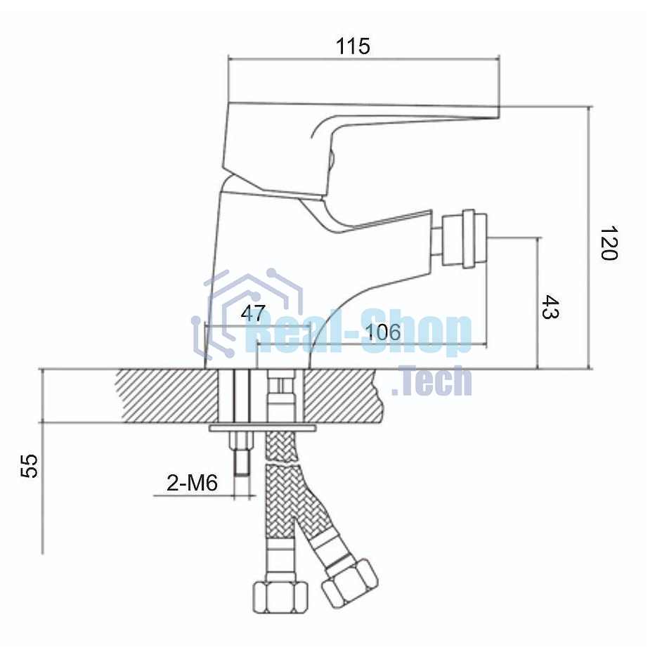B8282-6 Смеситель для биде из Латуни, ø40