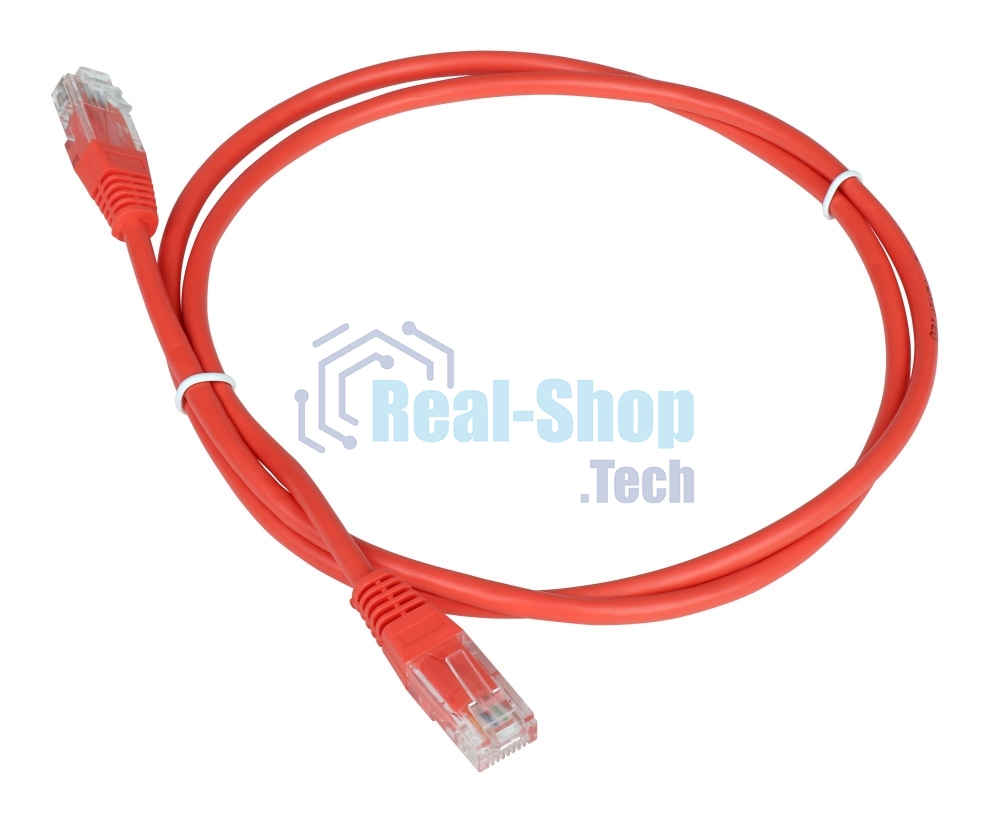 Патч-корд TWT UTP cat.5e, с заливными колпачками, 5.0 м, красный