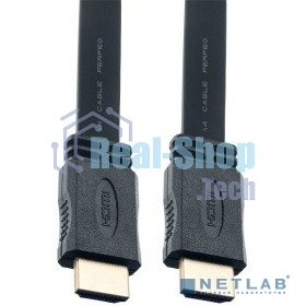 Кабель PERFEO HDMI A вилка - HDMI A вилка, плоский, ver.1.4, длина 2 м. (H1302)