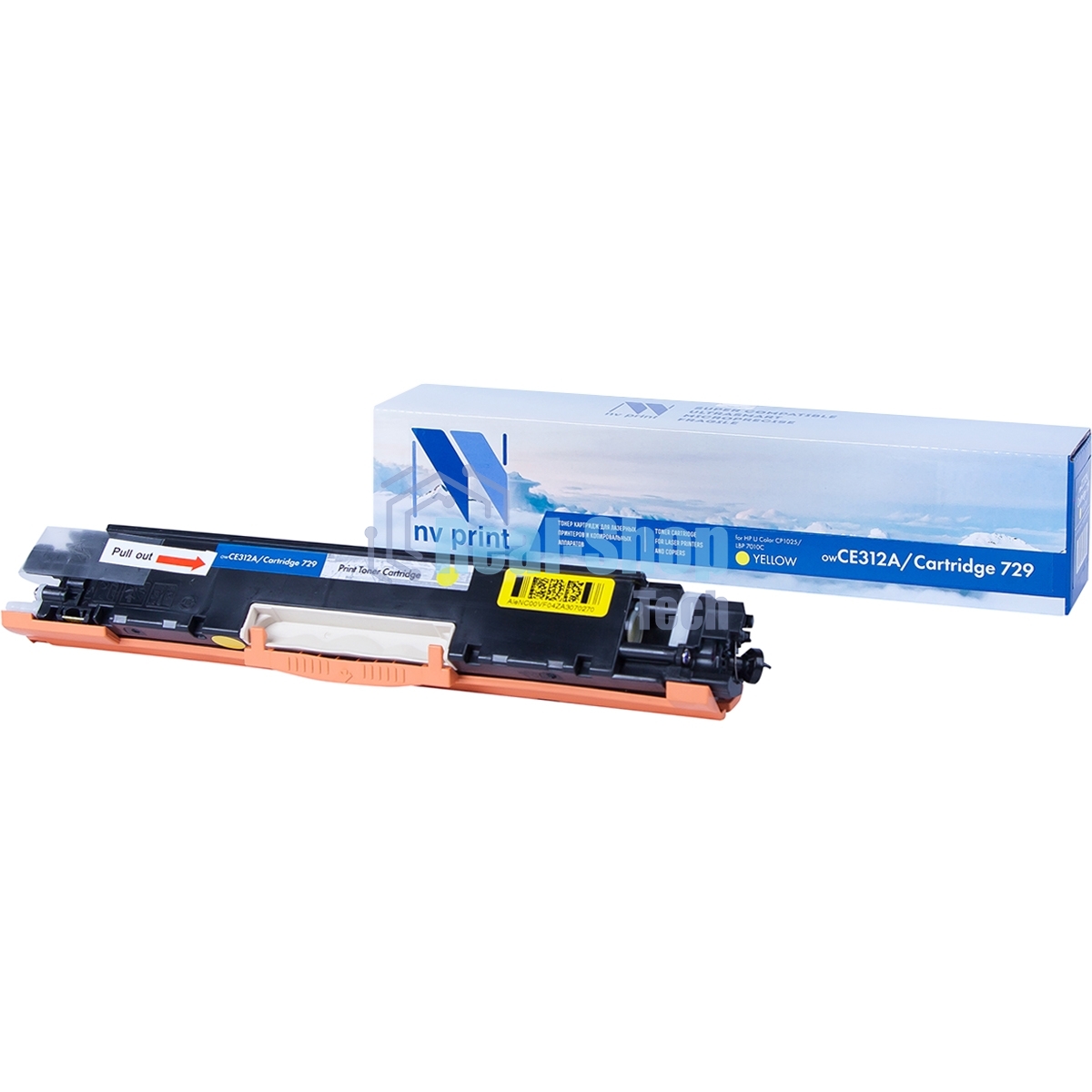 Картридж лазерный NVPrint совместимый HP CE312A/Canon 729 Yellow для LaserJet Color Pro 100 M175a/M175nw/CP1025/CP1025nw/Canon i-SENSYS LBP7010C/LBP7018С (1000k)